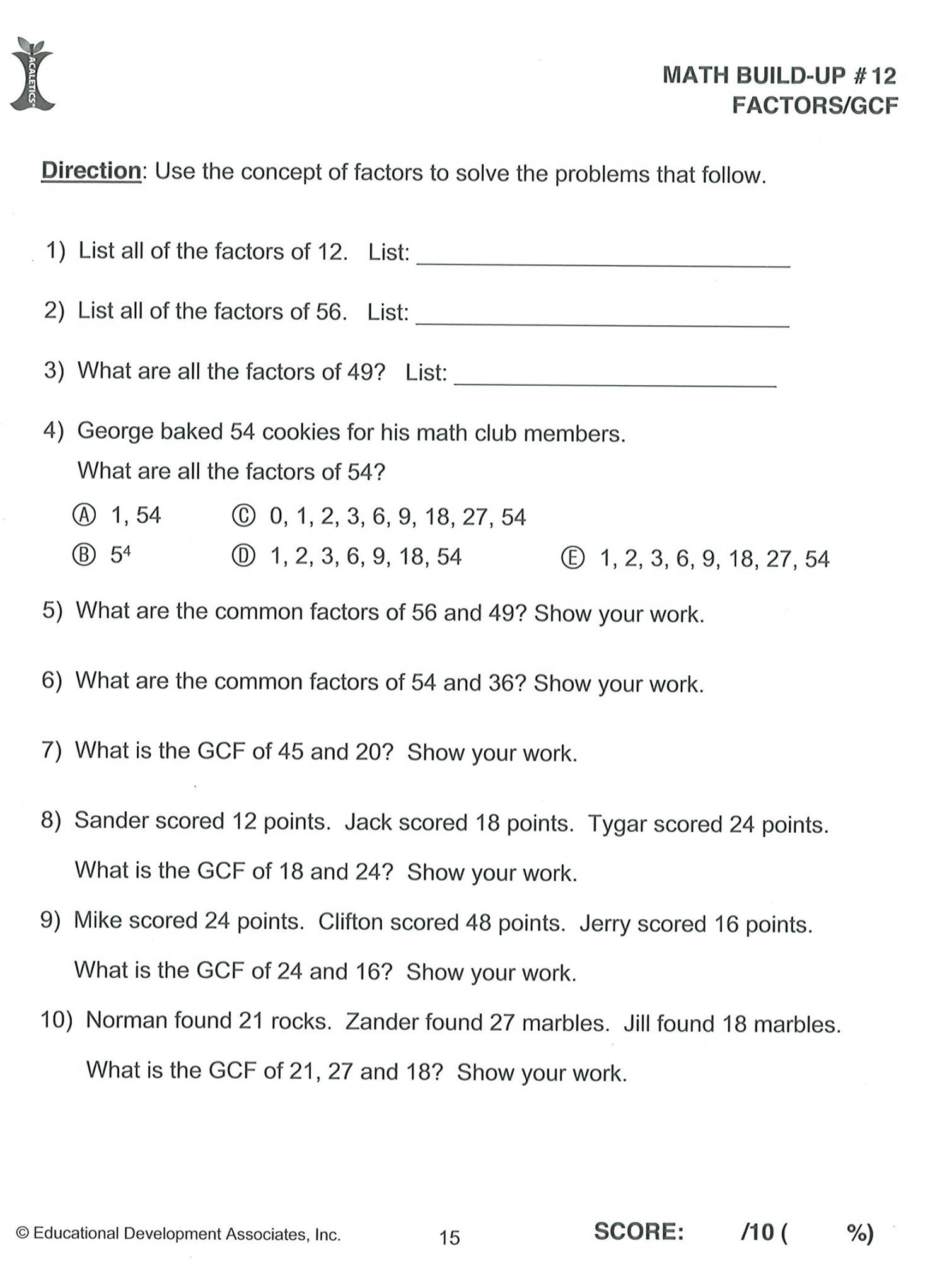 Math Build Up Products